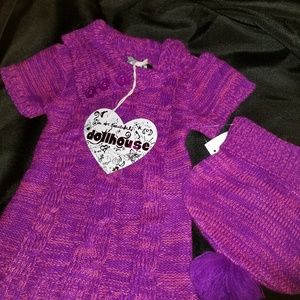 Purple and pink sweater dress